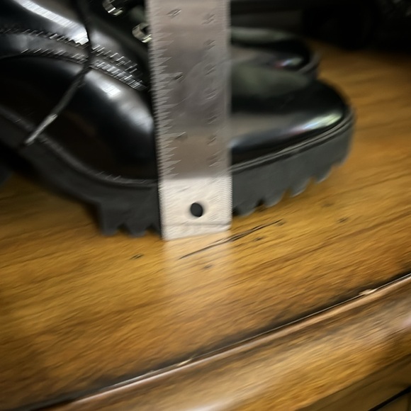 Zara Trafaluc Black Faux Leather Lace Up Chunky Platform Ankle Boot - Picture 2 of 8